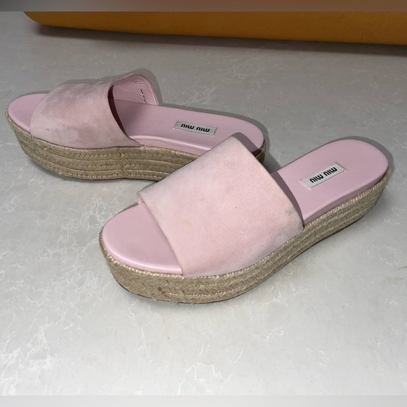 Miu Miu Pink Platform Espadrille Sandals GUC - Picture 2 of 8